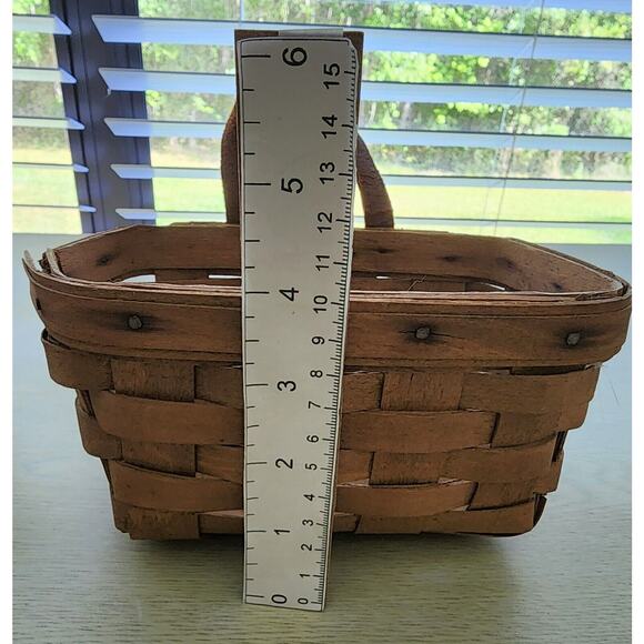 LONGABERGER BASKET-Mail-Keys-Leather Handle-Hanging-Handmade-Signed-1985 - Picture 13 of 13